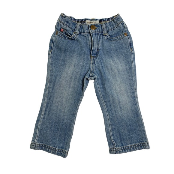 OshKosh B'gosh Other - Oshkosh B'gosh Baby Girls Denim Jeans Elastic Waist Flower Accent Size 18 Months